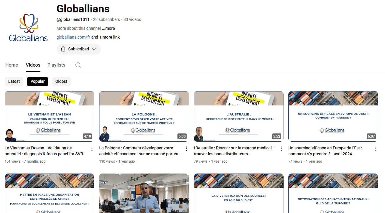 Webinaires Youtube International Globallians